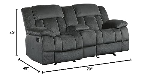 Lexicon Caspian Fabric Double Glider Reclining Love Seat with Center Console, Charcoal