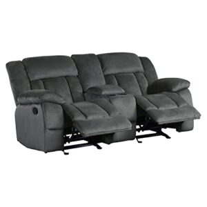 Lexicon Caspian Fabric Double Glider Reclining Love Seat with Center Console, Charcoal