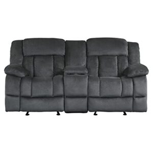 Lexicon Caspian Fabric Double Glider Reclining Love Seat with Center Console, Charcoal