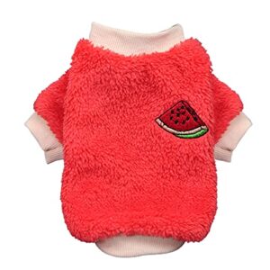 coats for dogs winter clothes pet dog jacket puppy warm sweaters pet clothes cartoon fruit embroidery pattern keep warmth good elasticity pet dogs sweater clothes for winter - red s
