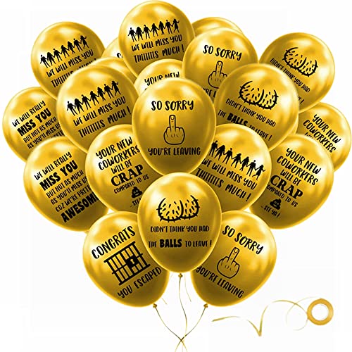 30 Pack 12" GOLD Fun Office Leaver Going Away Balloons Colleague/Coworker Last Day Office Party Balloon Decorations for Farewell Party Going Away Goodbye Party Office Work Party Graduation Decorations