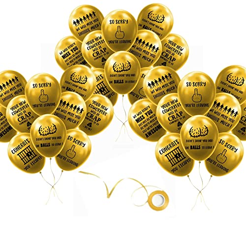 30 Pack 12" GOLD Fun Office Leaver Going Away Balloons Colleague/Coworker Last Day Office Party Balloon Decorations for Farewell Party Going Away Goodbye Party Office Work Party Graduation Decorations