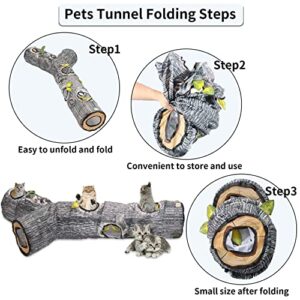 Fhiny Large Cat Tunnel, 3 Way Collapsible Tube with Peek Holes Cat Tunnels for Indoor Cats Interactive Maze Toy for Kitty Puppy Rabbits Ferrets Squirrels Guinea Pigs Chinchillas