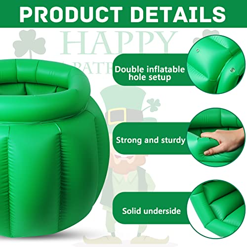 Large Halloween Inflatable Cauldron Drink Cooler Halloween Cooler for Drinks, Witch Cauldron Beverage Holders for Halloween Party Decoration Witch Party Supplies, 22x18 Inch (Green)
