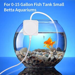 BinChang Mini Air Pump for Fish Tank, Quiet Aquarium Air Pump 1 Watt Energy Saving with Accessories 1-15 Gallon