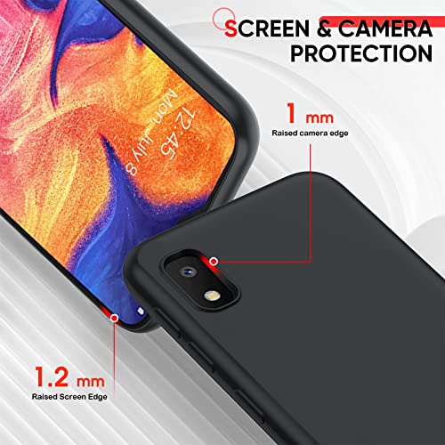 LeYi for Samsung A10e Case: Galaxy A10e Case with 2 Pack Tempered Glass Screen Protector for Women Men, Liquid Silicone Slim Gel Rubber Protective Phone Cases Cover for Samsung Galaxy A10e, Black