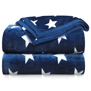yoofoss fleece throw blanket plush flannel velvet bed blankets and throws for sofa couch (86x94in, blue)