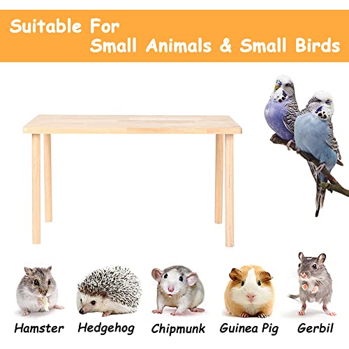 SINFUN Hamster Wooden Play Stand Platform Small Animals Stand Platform Natural Wood Table Pet House Hideouts Hut Waterproof Surface Pet Cage Accessories for Birds Gerbil Chinchilla Squirrel Guinea Pig