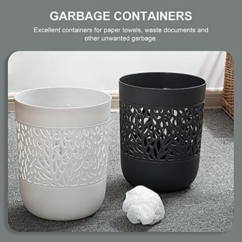 jojofuny 2pcs Small Trash Can Wastebasket Hollow Plastic Wastepaper Baskets Trash Can Garbage Container Bin for Bathroom Bedroom Kitchen Home Office and Kids Room Waste Use