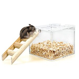 jiorola acrylic critter's sand bath box - clear hamster digging sand container bath container digging & hide for hamsters mice dormouse gerbils or other small pets