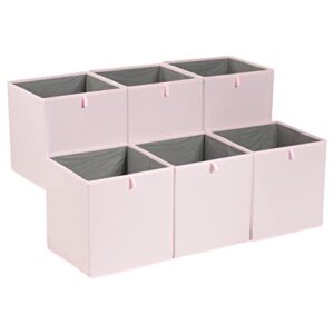 amazon basics collapsible fabric storage cube organizer bins - pack of 6, peony pink, 10.5x10.5x11"