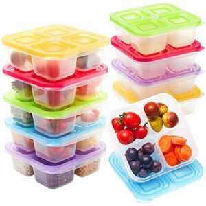 gtthry bento snack boxes,4-compartment snack containers,stackable food storage containers with lids,reusable bento lunch boxes,bpa free lunch containers,food containers dishwasher safe(10 pack)