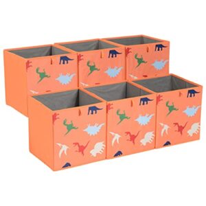 amazon basics kids collapsible fabric storage cube organizer bins - pack of 6, dino squad, 13x15x13"
