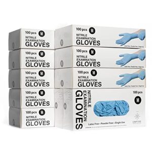 empire - blue nitrile exam gloves - premium grade - non-sterile - powder free - single use, disposable - latex free - for lab, food service, home, & more - medium - 1000 count case