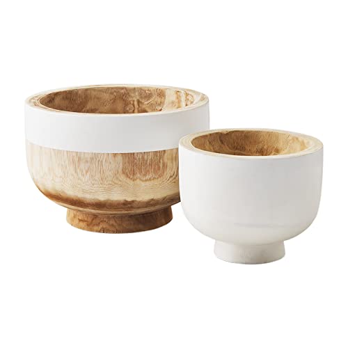 Mud Pie Paulownia Nested Bowl Set, Natural, small 6" x 9" dia | large 7 1/4" x 11" dia