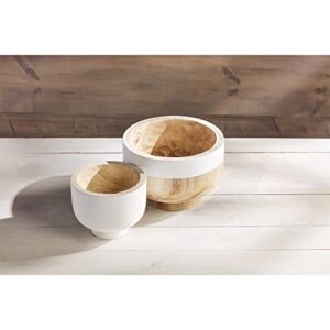 Mud Pie Paulownia Nested Bowl Set, Natural, small 6" x 9" dia | large 7 1/4" x 11" dia