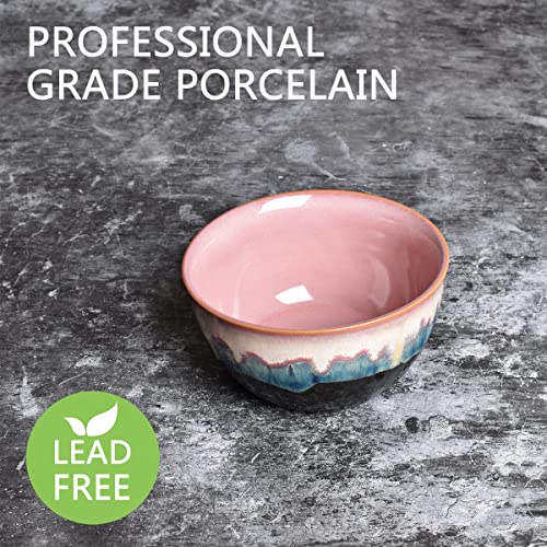 Bosmarlin Stoneware Cereal Bowls Set of 4, 26 Oz, Pink Soup Bowls for Oatmeal, Salad, Dishwasher and Microwave Safe, Reactive Glaze (26 Oz, Pink)