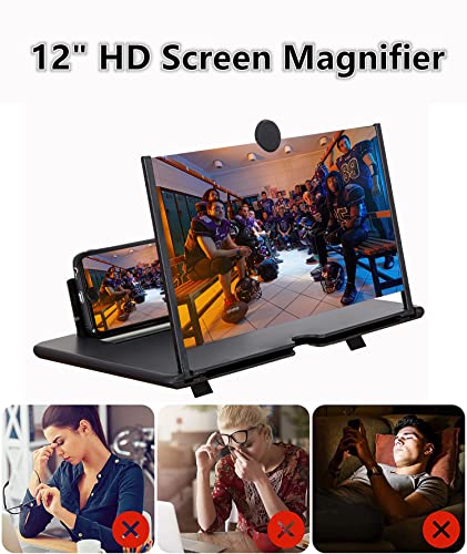 12inch Phone Screen Magnifier,3D Screen Magnifier for Cell Phone,Smartphone Foldable Screen Magnifier, Mobile Phone Amplifier Fit for All Smartphone