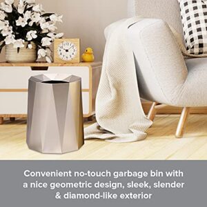 Luxurious Nordic Trash Can - Open Top Geometric Garbage Can - Double Barrel Trash Bin - Waste Basket w/Removable Plastic Bin - Living Room, Bedroom, Bathroom Trash Can - 8L/2.1Gal Garbage Bin, Gold