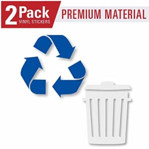 Recycle and Trash Sticker Logo Style 2 Symbol to Organize Trash cans or Garbage containers and Walls - 5 Sizes 12 Colors Sticker (XSmall - Reversed - Blue/White)