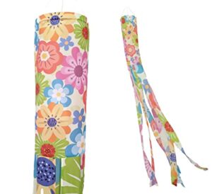 madrona brands bright flowers windsock | durable outdoor hanging decoration | yard, garden, patio, home and more | 60-inch