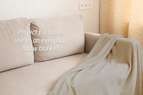 BELL+HOWELL, Cream Colored Travel Blanket for Airplane / or Use as a Throw Blanket for Home, Ultra Soft Materials, Machine Washable, Carrying Case Included