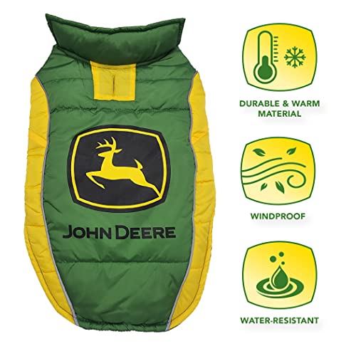 Pets First John Deere Puffer Vest for Dogs & Cats, Size: Large*. Cozy, Waterproof, Windproof, Warm Dog Coat Apparel for Cold Weather, for Small, Medium, Large, and Extra Large Dogs or Cats