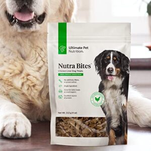 ULTIMATE PET NUTRITION Nutra Bites Freeze Dried Raw Single Ingredient Treats for Dogs, 4 Ounces, Bison Liver, Beef Liver, Chicken Liver (Chicken Liver)