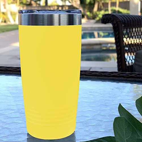 LaserGram 20oz Vacuum Insulated Tumbler Mug, Rx Pharmacy Symbol, Personalized Engraving Included (Yellow)