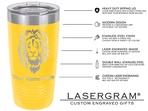 LaserGram 20oz Vacuum Insulated Tumbler Mug, Rx Pharmacy Symbol, Personalized Engraving Included (Yellow)