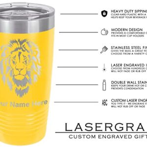 LaserGram 20oz Vacuum Insulated Tumbler Mug, Hippopotamus, Personalized Engraving Included (Yellow)