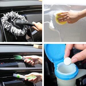 AUTODECO 30Pcs Car Wash Cleaning Kit - Car Care Wash Tools Set Car Detailing Set with Collapsible Bucket Snow Shovel