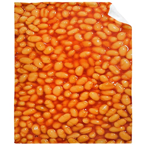 Baked Beans Food Throw Blanket - ​Super Soft Flannel Fleece Blanket for Gifts,Bedding Quilt Home Decor for Couch Sofa Bed All Season 30"x40" for Toddlers Pets