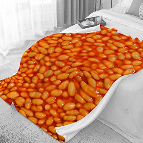 Baked Beans Food Throw Blanket - ​Super Soft Flannel Fleece Blanket for Gifts,Bedding Quilt Home Decor for Couch Sofa Bed All Season 30"x40" for Toddlers Pets