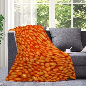 Baked Beans Food Throw Blanket - ​Super Soft Flannel Fleece Blanket for Gifts,Bedding Quilt Home Decor for Couch Sofa Bed All Season 30"x40" for Toddlers Pets