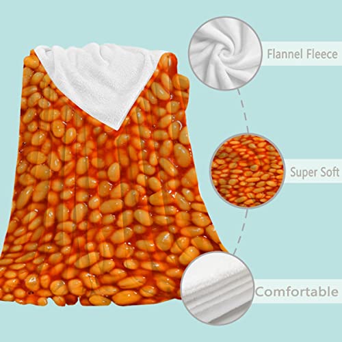Baked Beans Food Throw Blanket - ​Super Soft Flannel Fleece Blanket for Gifts,Bedding Quilt Home Decor for Couch Sofa Bed All Season 30"x40" for Toddlers Pets
