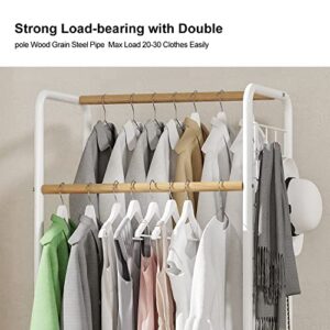 JZM Garment Rack Clothes Organizer Double Rod Hanger Portable Clothing Storage Sturdy Coat Shelves Freestanding for Living Room Laundry