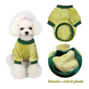 LNOJENR 2 Pieces Winter Dog Clothes Pet Coat, Plush Dog Jacket for Small/Medium Dogs, Thick Velvet Dog Sweater for Girl or Boy, Soft and Warm Pet Puppy Pajamas (XL), Green and Orange