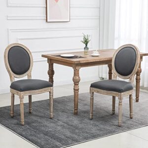 HOMCOM French-Style Upholstered Dining Chairs Set of 2, Armless Accent Side Chairs with Linen-Touch Upholstery, Set of 2, Grey