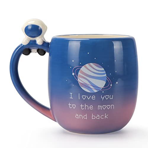 I Love You to the Moon and Back Ceramic Mug with Handle, 16 Ounce Large Coffee Tea Cup Mugs Gift