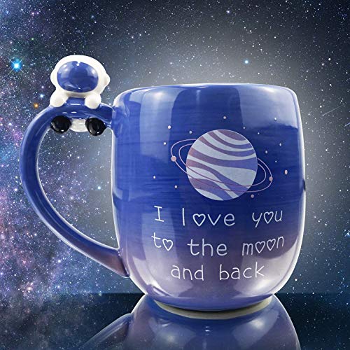 I Love You to the Moon and Back Ceramic Mug with Handle, 16 Ounce Large Coffee Tea Cup Mugs Gift