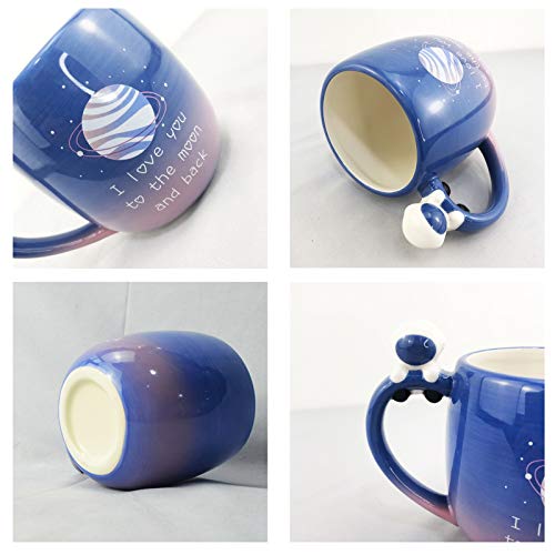 I Love You to the Moon and Back Ceramic Mug with Handle, 16 Ounce Large Coffee Tea Cup Mugs Gift