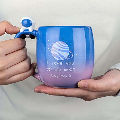 I Love You to the Moon and Back Ceramic Mug with Handle, 16 Ounce Large Coffee Tea Cup Mugs Gift