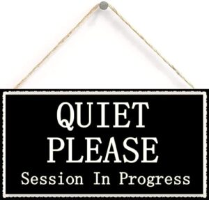 quiet please session in progress functional small office/home treatment room hanging door sign 12 inch by 6 inch