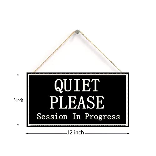 Quiet Please Session in Progress Functional Small Office/Home Treatment Room Hanging Door Sign 12 inch by 6 inch