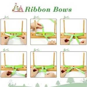 Ackitry Bamboo Extended Bow Maker for Ribbon for Wreaths, Ribbon Bow Maker with Twist Ties and Instructions for Creating Gift Bows, Hair Bows, Corsages, Christmas Holiday Wreaths, Various Crafts