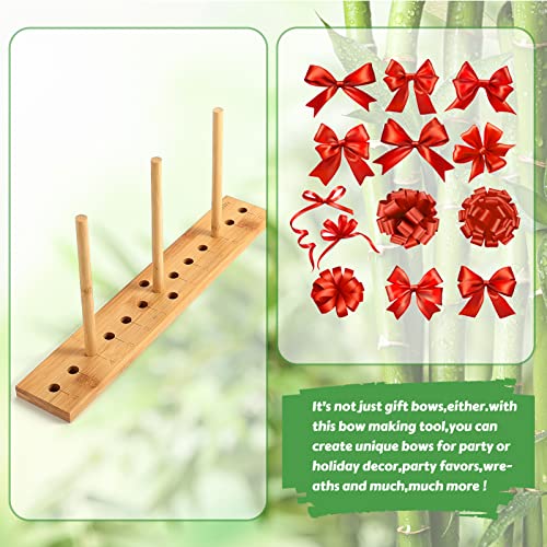 Ackitry Bamboo Extended Bow Maker for Ribbon for Wreaths, Ribbon Bow Maker with Twist Ties and Instructions for Creating Gift Bows, Hair Bows, Corsages, Christmas Holiday Wreaths, Various Crafts