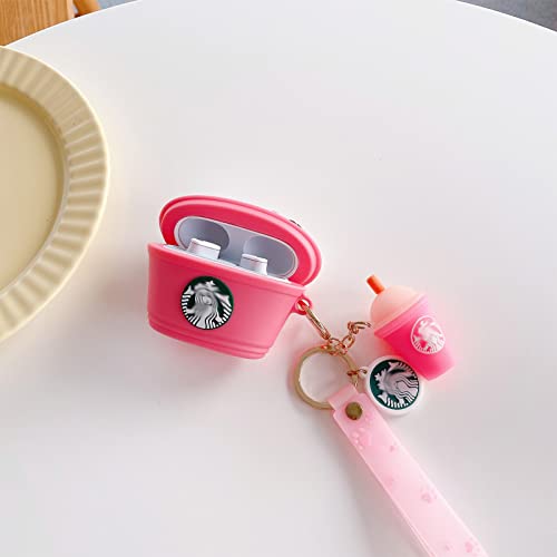 Beats Studio Buds Case,Cute 3D Cute Cartoon Kawaii Funny Case,Soft Silicone Shockproof Keychain Charging Box,Compatible Beats Studio Buds Skin Cases(Coffee Cup)