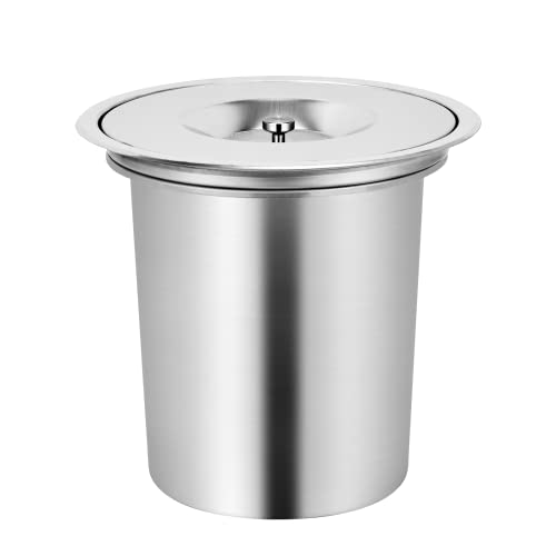 Countertop Built-in Kitchen Cabinet Trash Can 8L 304 Stainless Steel Trash Chute with Lid Cover