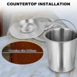 Countertop Built-in Kitchen Cabinet Trash Can 8L 304 Stainless Steel Trash Chute with Lid Cover